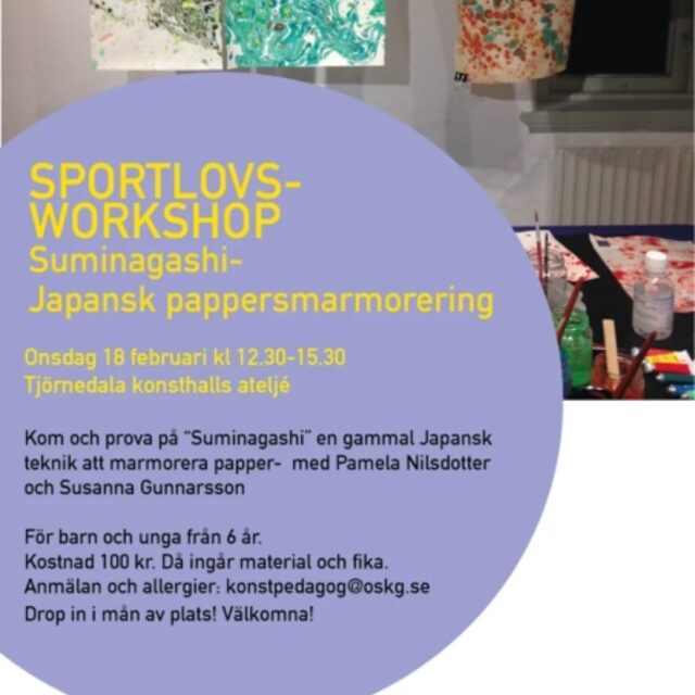 Missa inte Sportlovs- workshop på Tjörnedala konsthall 
18 februari och/eller 20 februari